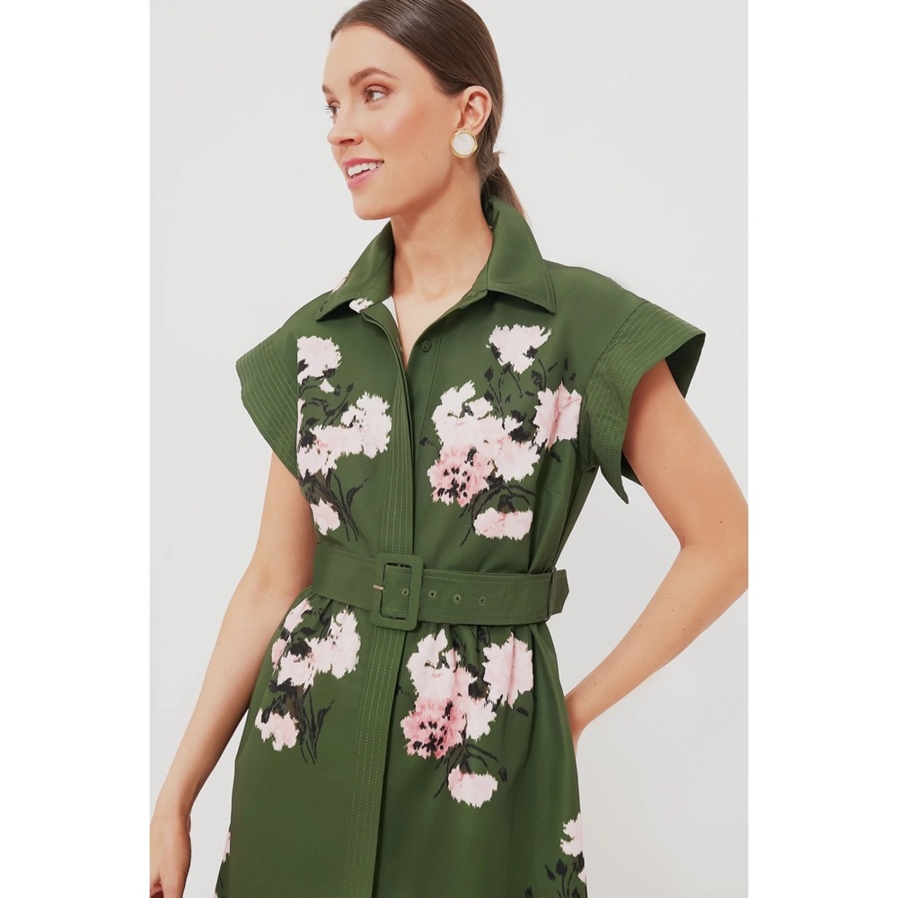 Tuckernuck Olive and Pressed Powder Floral Chloe Midi Shirt Dress NWT - Picture 11 of 16